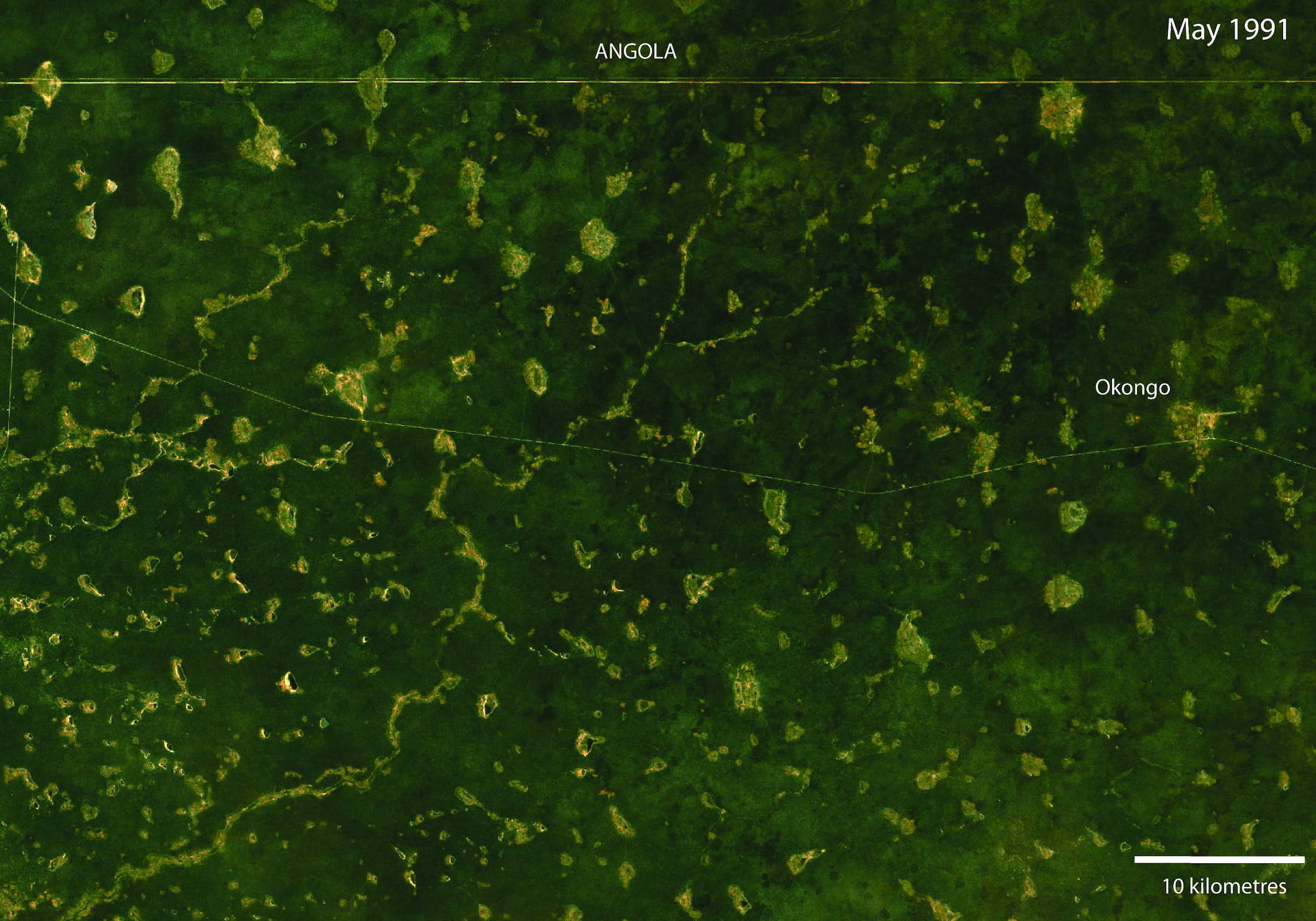 Satellite image showing land usage.