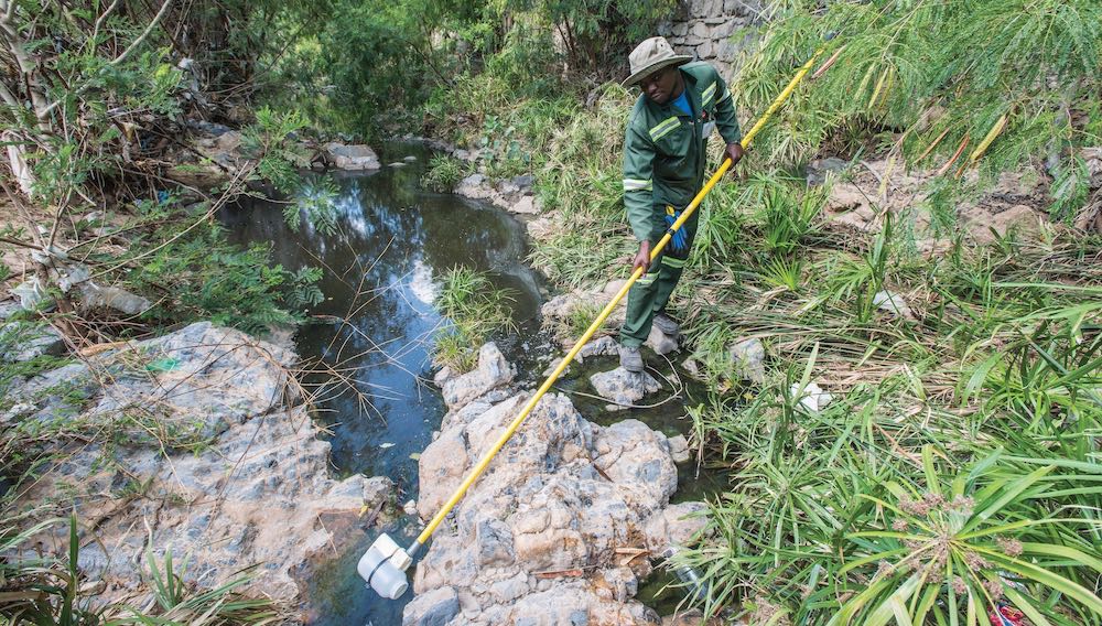 Taking water samples